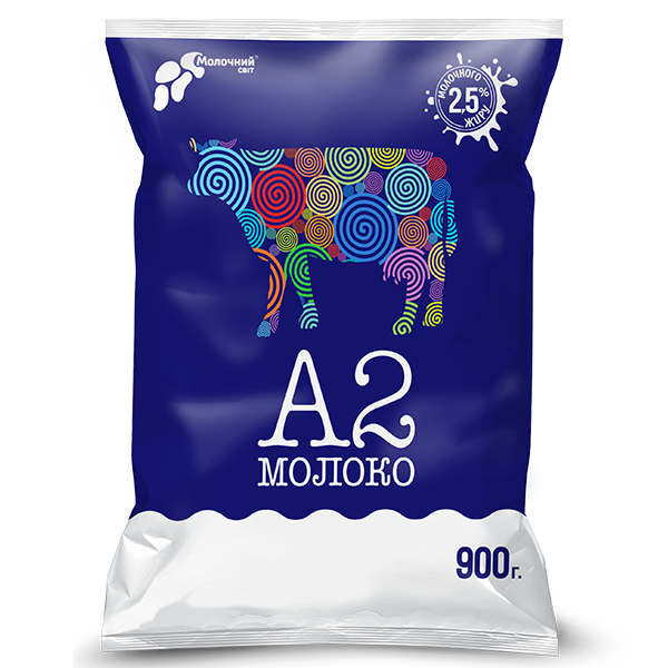 Молоко коров'яче питне пастеризоване 2,5% А2 жиру 900 г.